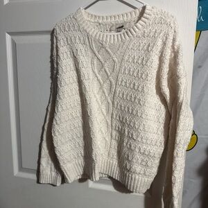 a.n.a Cream Cable Knit Crewneck Sweater